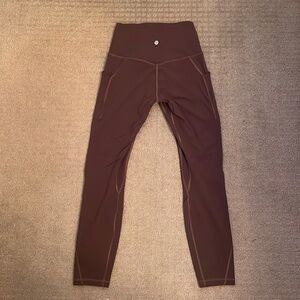 Brown Lululemon leggings, 25 inch, Size 6